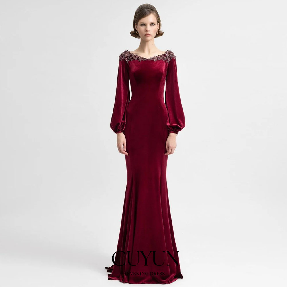 Women'S Semi Formal Evening Wear - Gaun Malam Semi-Mermaid Burgundy Kustom CUYUN,