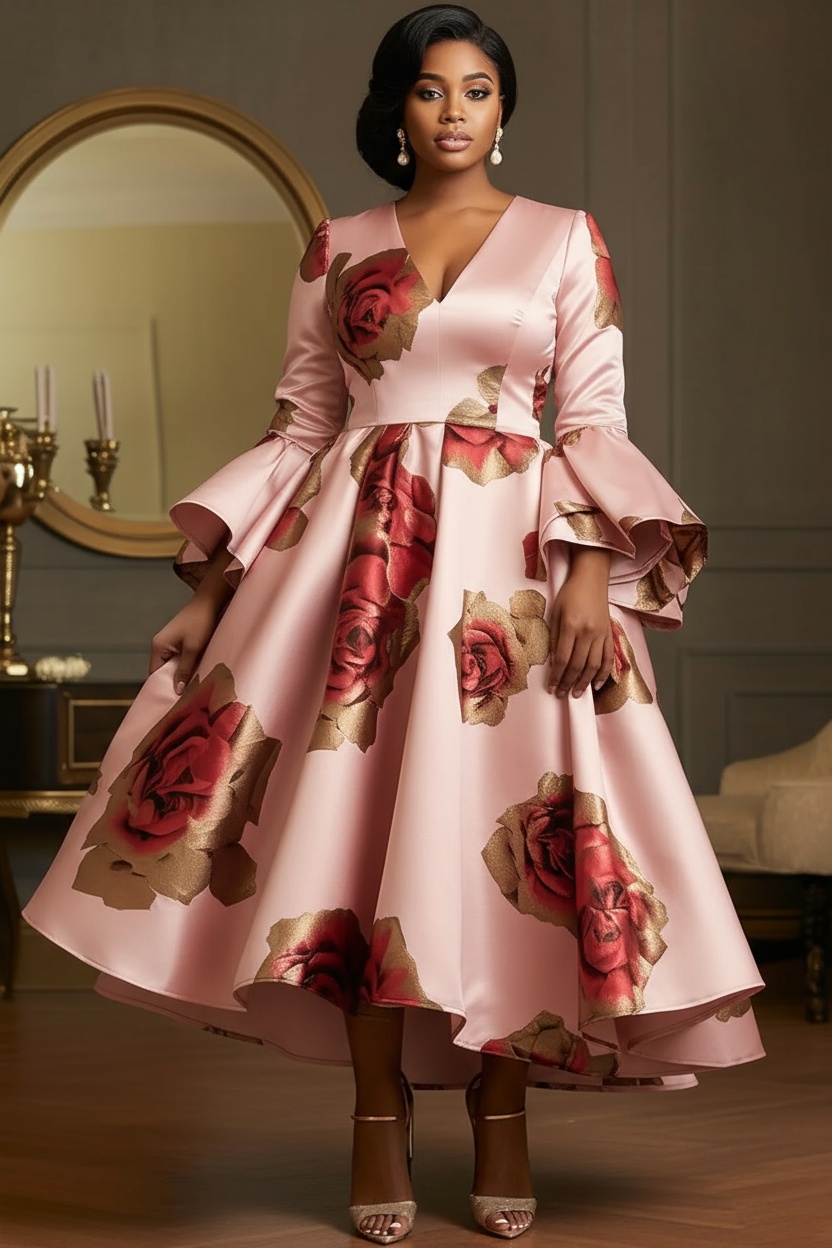 Women Formal Wear Dress - Gaun Malam Satin Elegan Ukuran Besar