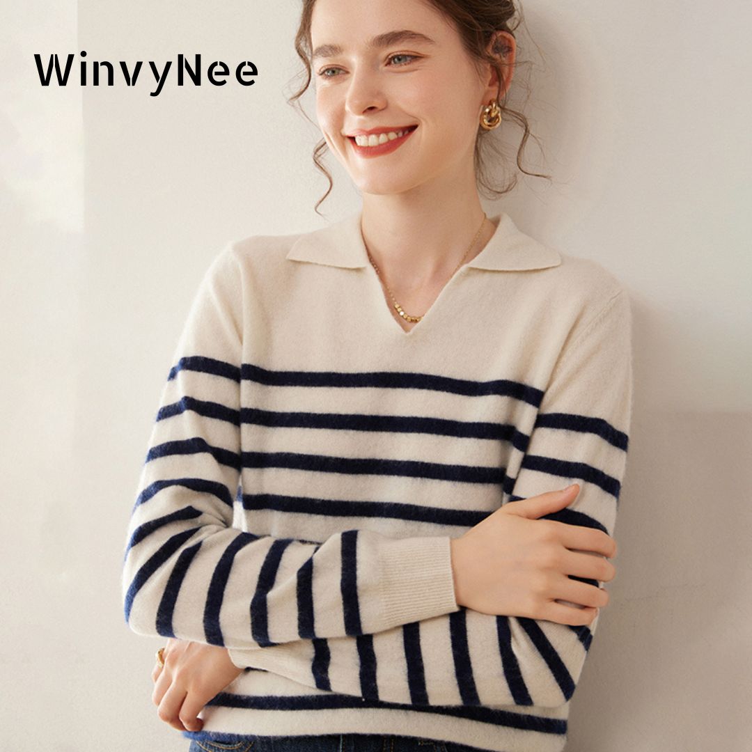 Cashmere Sweater Formal - WinvyNee Sweter Bergaris Wol Kasmir Wanita
