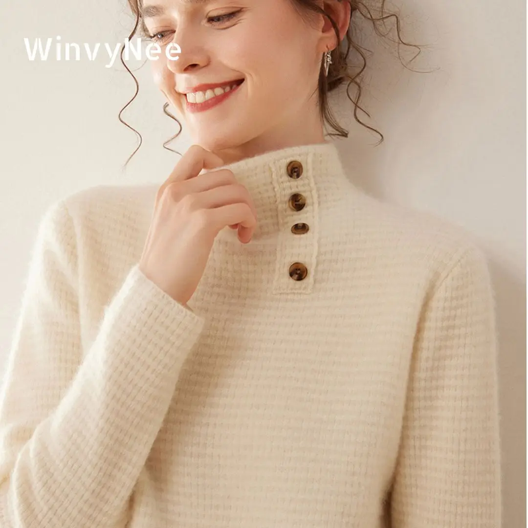 Cashmere Sweater Formal - WinvyNee Sweater Wol Kasmir Wanita Turtleneck