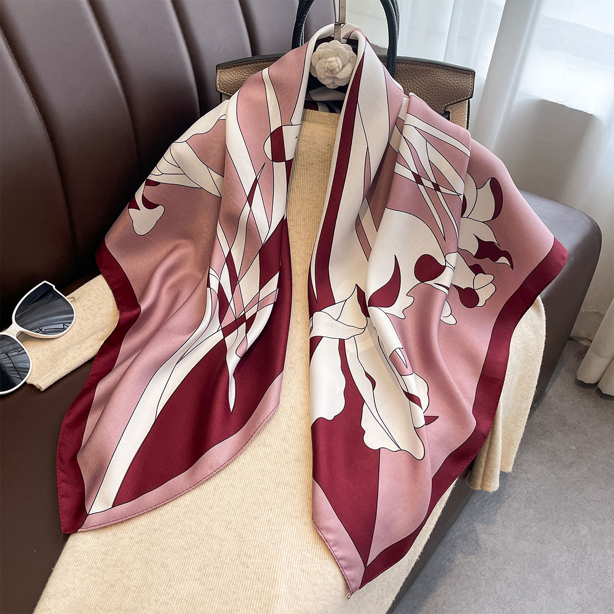 Scarf Silk Neck - Selendang Persegi Mewah 90*90Cm Bahan Twill