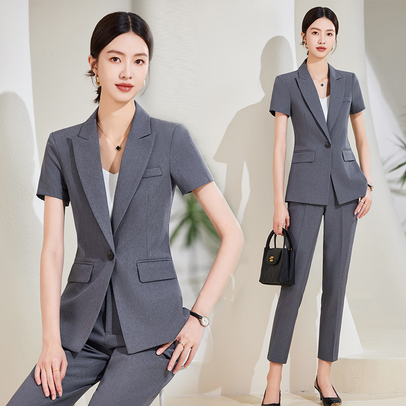 Women Formal Wear Store - Setelan Jas Lengan Pendek Biru Dongker