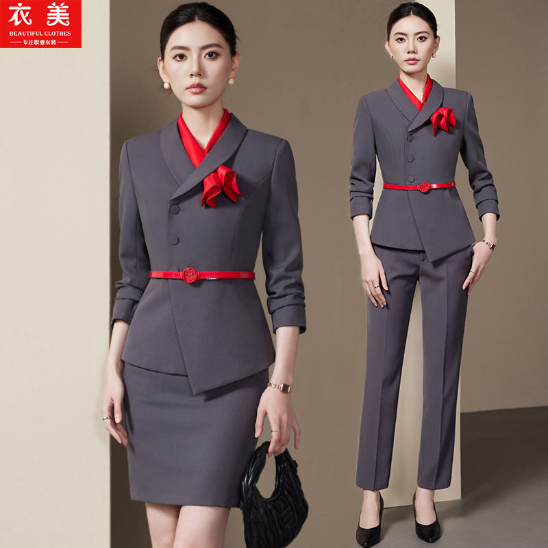 Women Formal Wear Store - Setelan Jas Wanita Abu-abu 2025 Mode