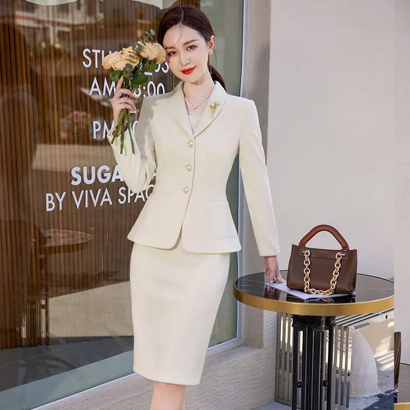 Women Formal Wear Stitching - Setelan Gaun Gaya OL Kain Berkualitas