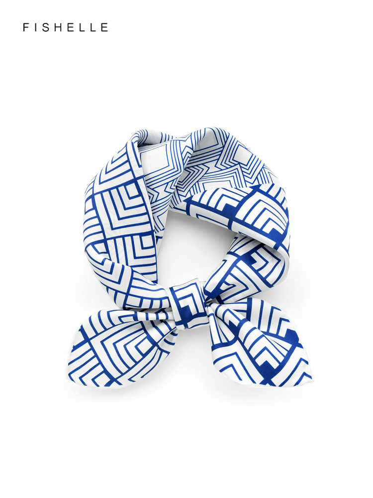 Scarf Silk Neck - Cina Klasik Biru Putih Porselen Syal