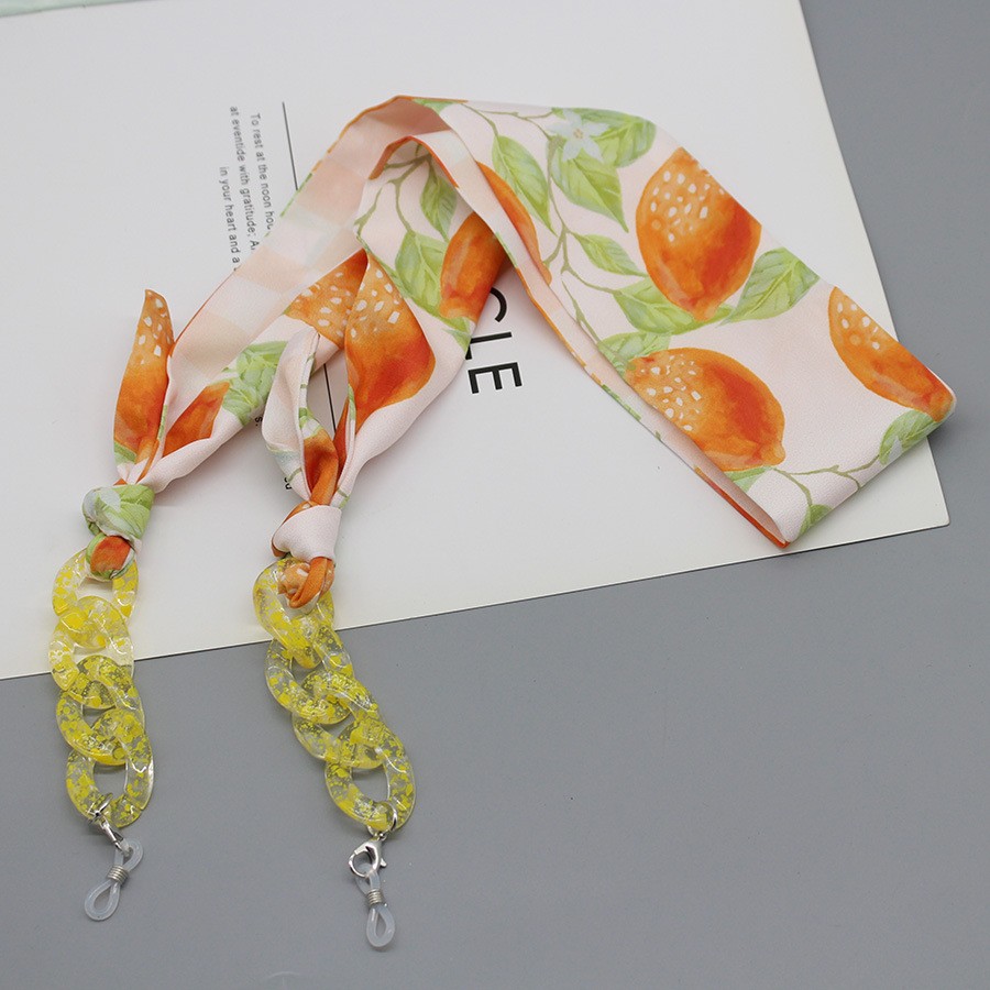Scarf Silk Neck - Bohemia syal sutra cetak kacamata rantai