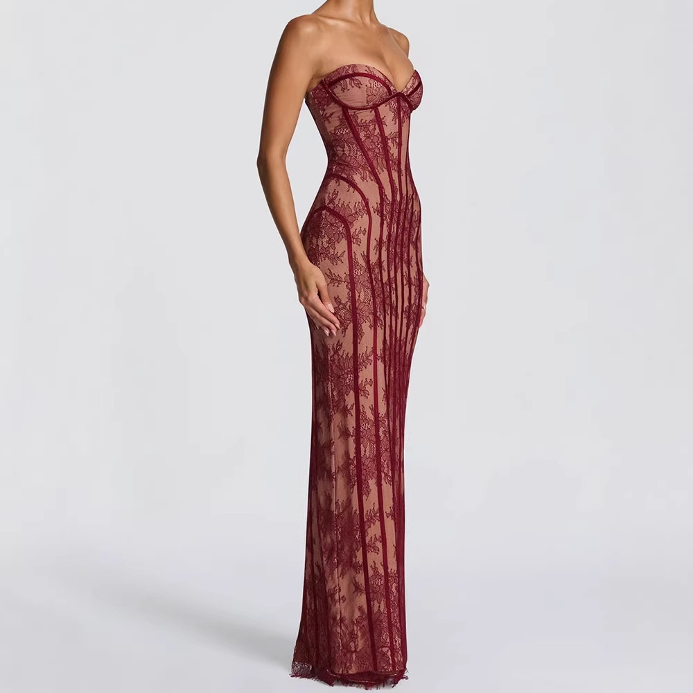 Formal Women'S Wear - Gaun Maxi Bodycon Tanpa Tali untuk
