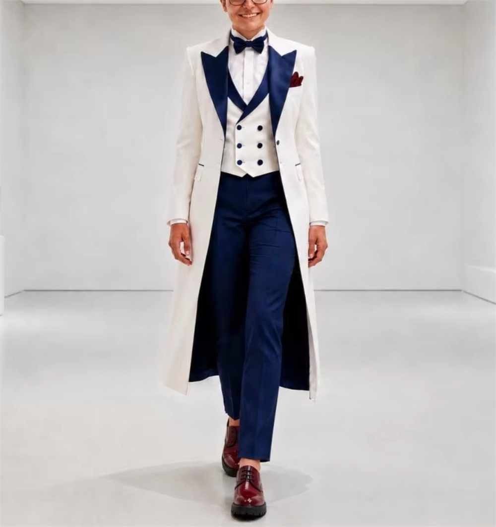 Formal Women'S Wear - Jas Wanita Biru Navy Putih, Setelan