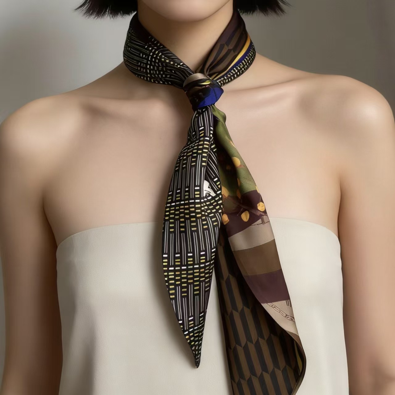 Syal Sutra Mewah Motif Cetak,  - Scarf Silk Neck ulasan dan harga