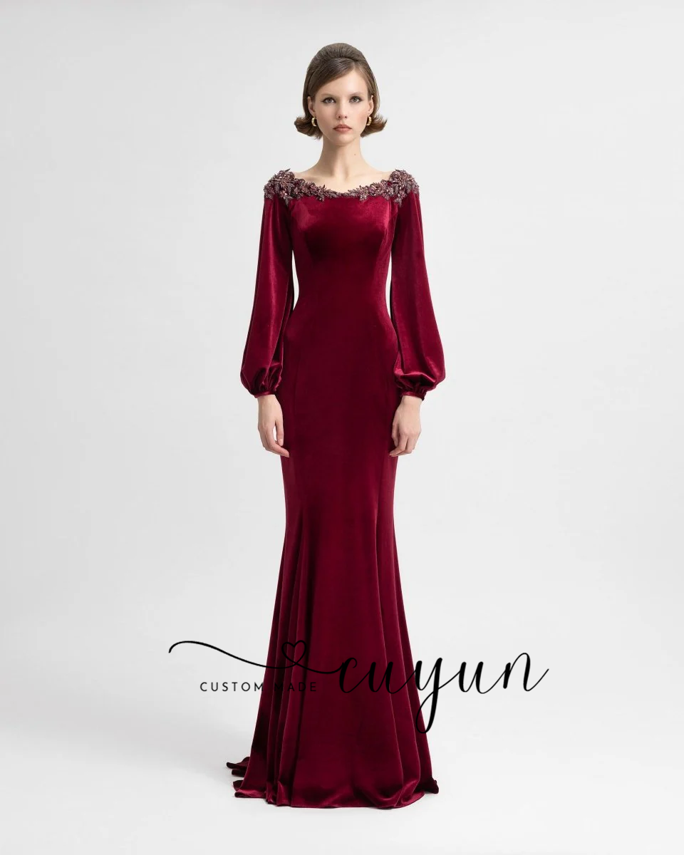 Gaun Malam Semi-Mermaid Burgun - Women'S Semi Formal Evening Wear ulasan dan harga