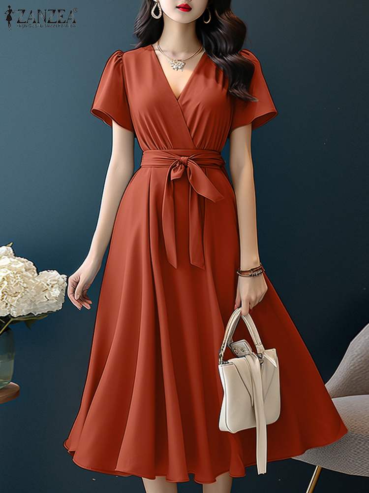ZANZEA 2024 elegan lengan pend - Women Formal Wear Zara ulasan dan harga