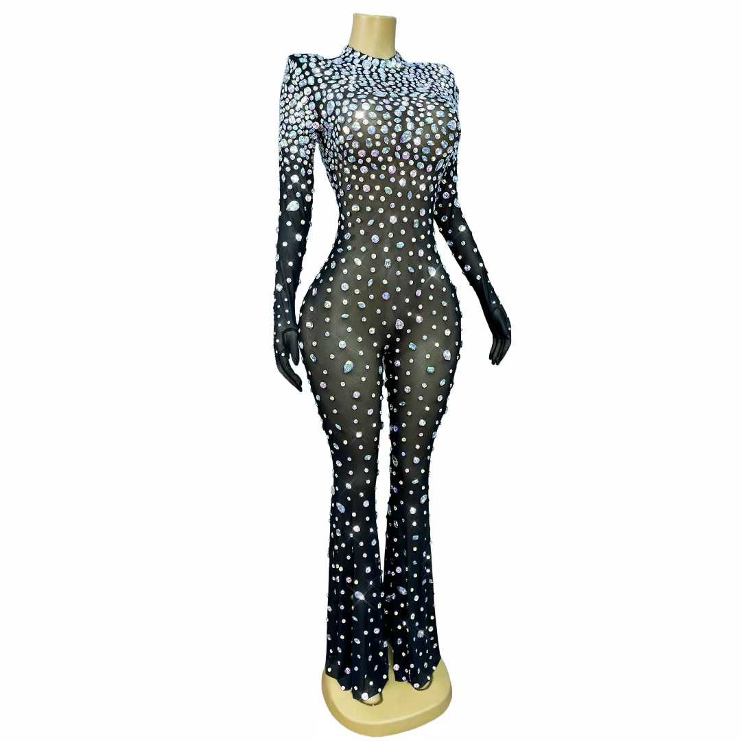 Bodysuit Jaring Berhias Rhines - Women'S Semi Formal Evening Wear ulasan dan harga