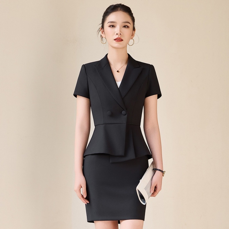 Setelan abu-abu berlengan pend - Women Formal Wear Store ulasan dan harga