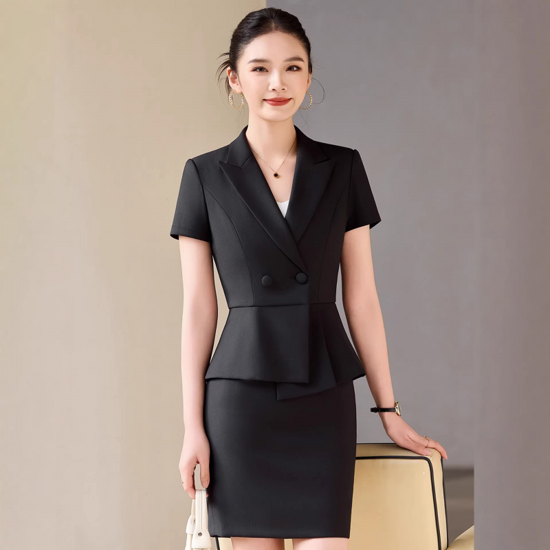Setelan abu-abu berlengan pend - Women Formal Wear Store ulasan dan harga
