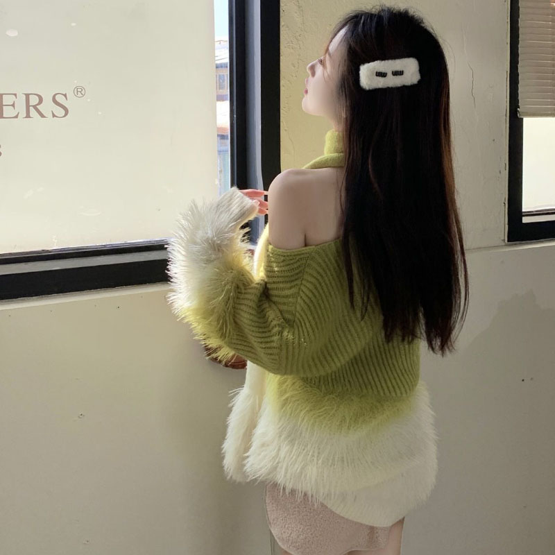 Sweater Wanita Kerah V Gradasi - Cashmere Sweater Formal ulasan dan harga