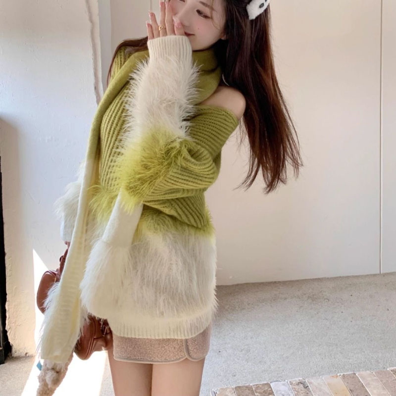 Sweater Wanita Kerah V Gradasi - Cashmere Sweater Formal ulasan dan harga