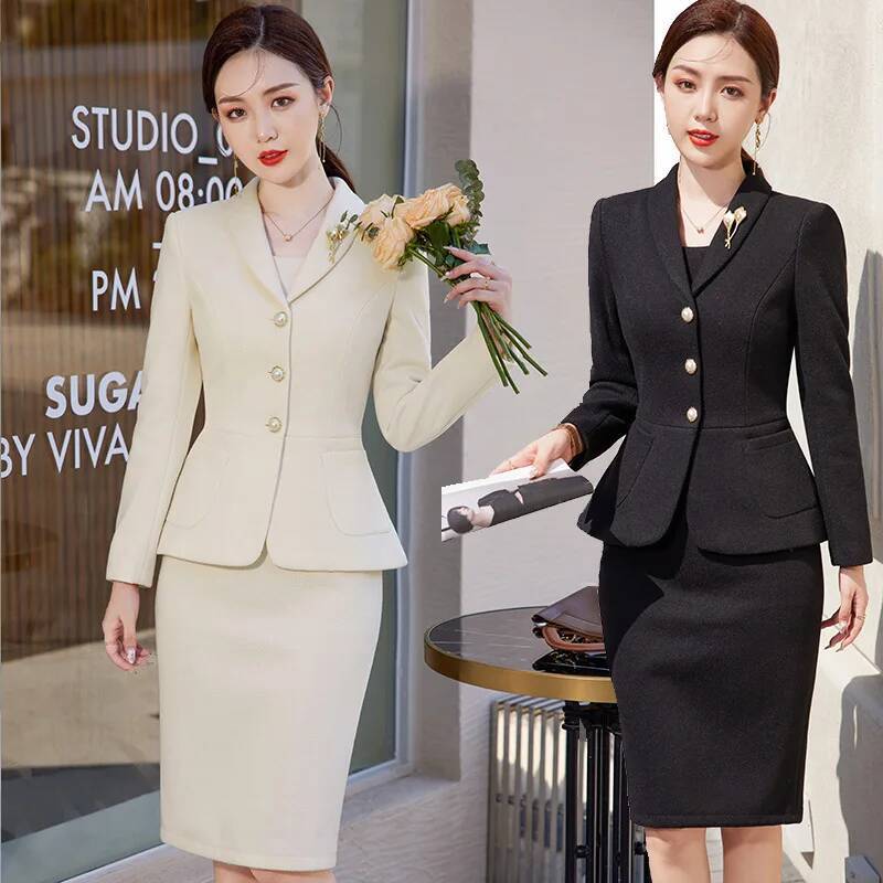 Setelan Gaun Gaya OL Kain Berk - Women Formal Wear Stitching ulasan dan harga
