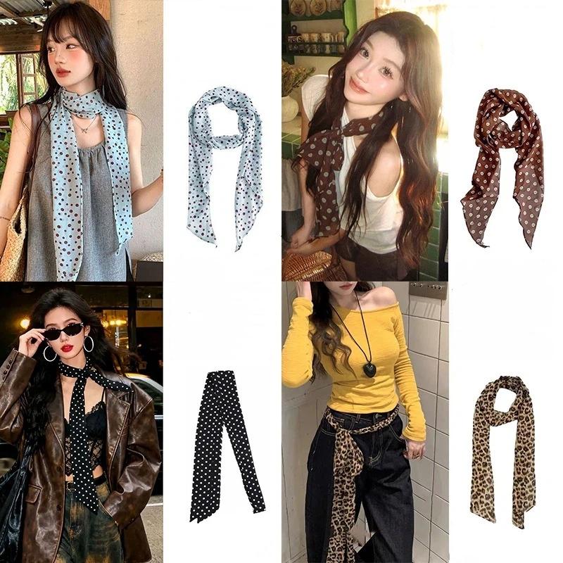 Syal Sutra Motif Bunga Polka D - Scarf Silk Neck ulasan dan harga