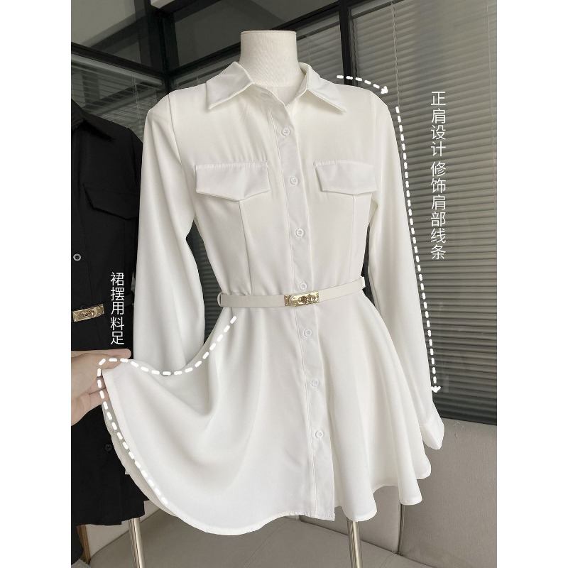 Gaun Kemeja Hitam Wanita Lenga - Women Formal Wear Stitching ulasan dan harga