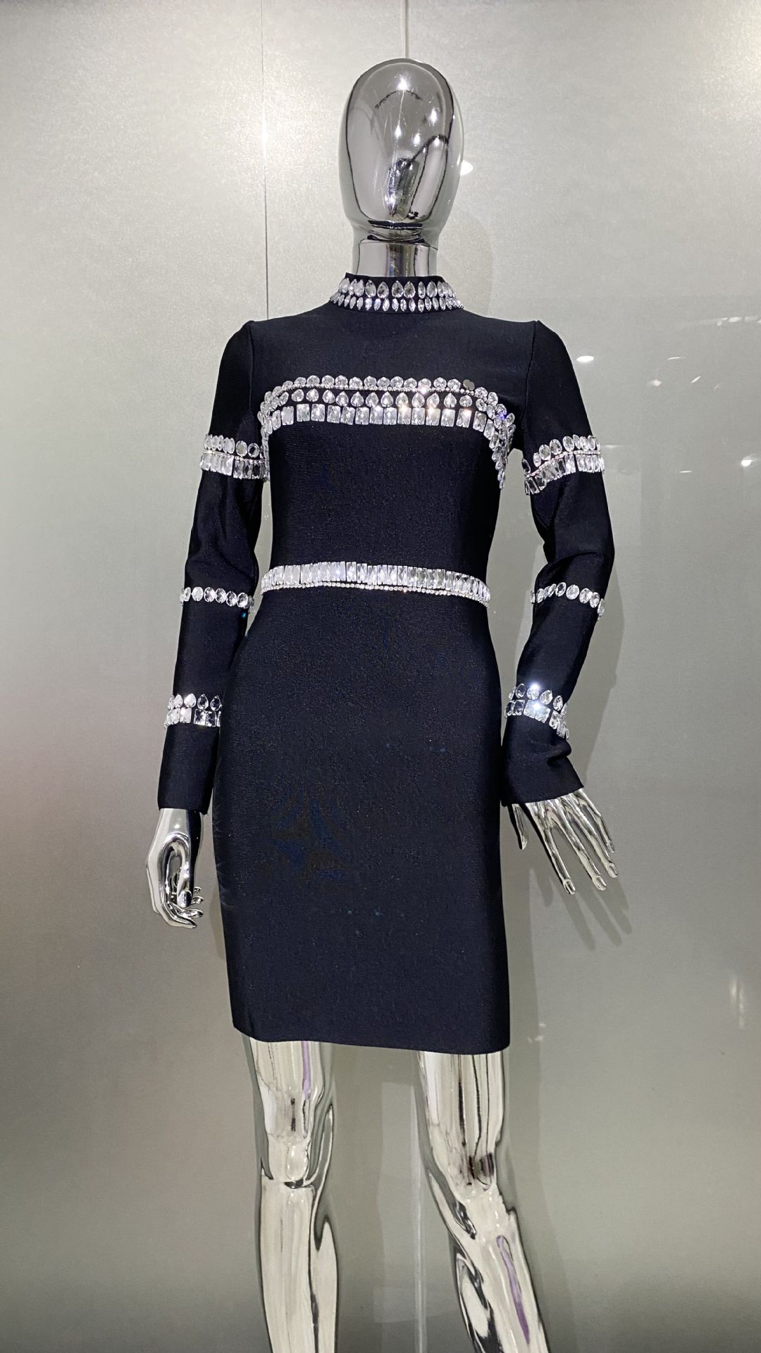 Gaun Hitam Semi-turtleneck Ber - Women'S Semi Formal Evening Wear ulasan dan harga