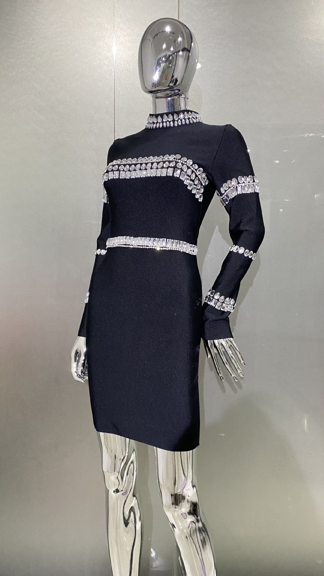 Gaun Hitam Semi-turtleneck Ber - Women'S Semi Formal Evening Wear ulasan dan harga