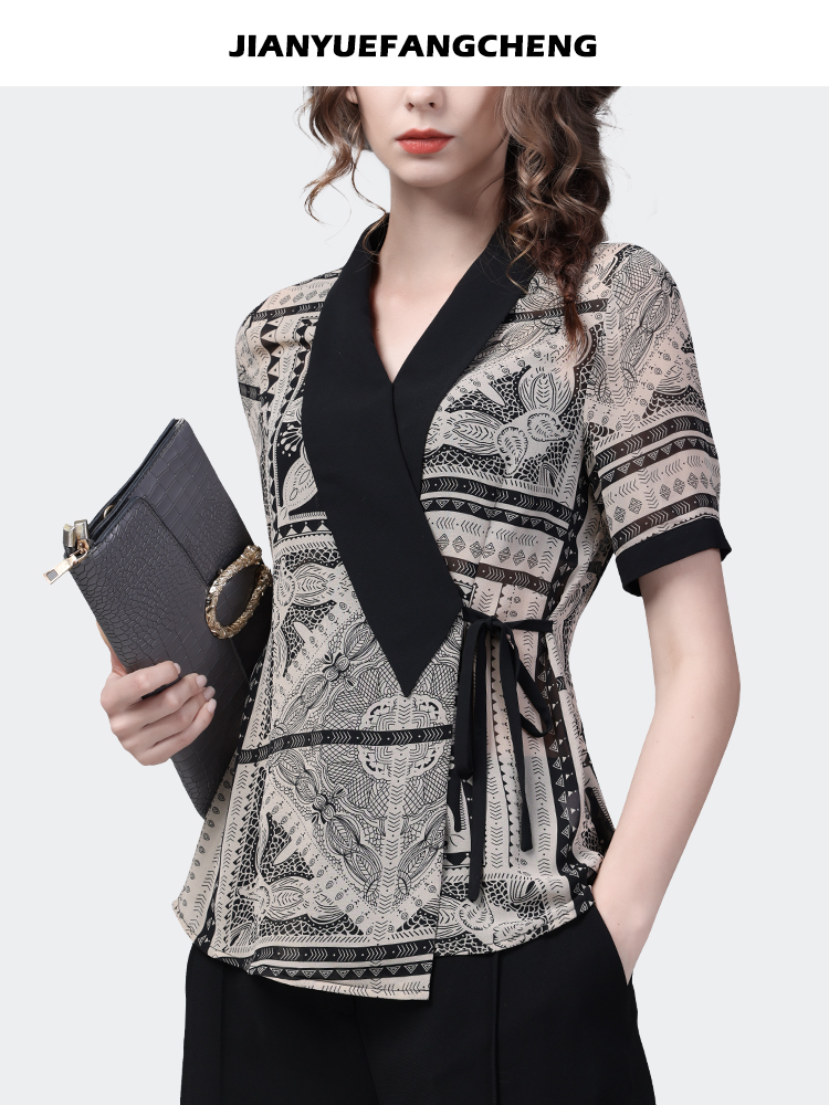 Blus Wanita Motif Geometris Hi - Women Formal Wear Stitching ulasan dan harga