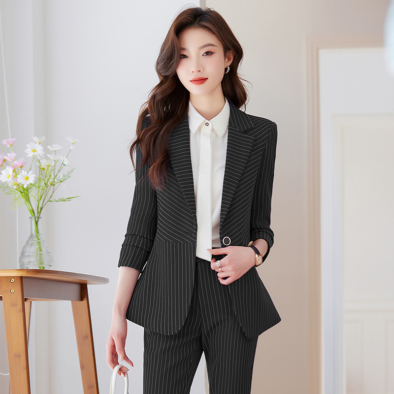 Setelan bergaris biru untuk wa - Women Formal Wear Store ulasan dan harga